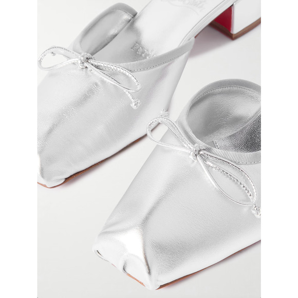Christian Louboutin Mimiflirt 30 Silver Ballet Ballerina Slide Heel Mule 37 - Picture 7 of 16